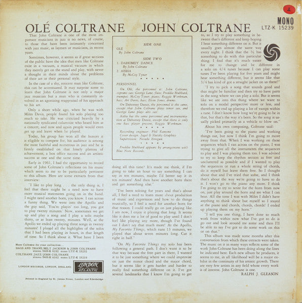 John Coltrane : Olé Coltrane (LP, Album, Mono)