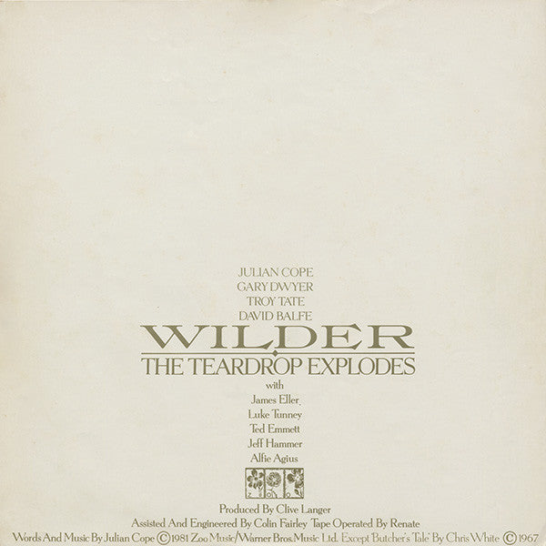 The Teardrop Explodes : Wilder (LP, Album)