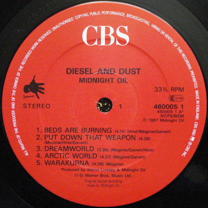 Midnight Oil : Diesel And Dust (LP, Album, Red)