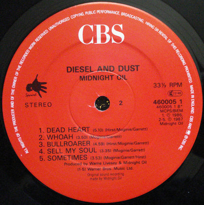 Midnight Oil : Diesel And Dust (LP, Album, Red)