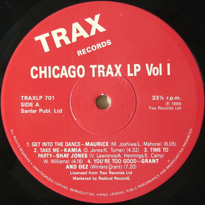 Various : Chicago Trax LP Vol 1 (LP, Comp, Ltd)