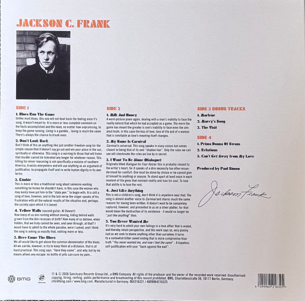 Jackson C. Frank : Jackson C. Frank (RSD, Comp + LP, Album, Mono, RE + LP, Mono)