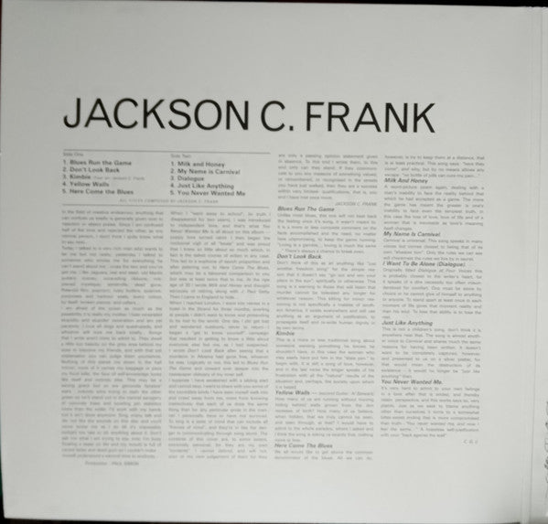 Jackson C. Frank : Jackson C. Frank (RSD, Comp + LP, Album, Mono, RE + LP, Mono)