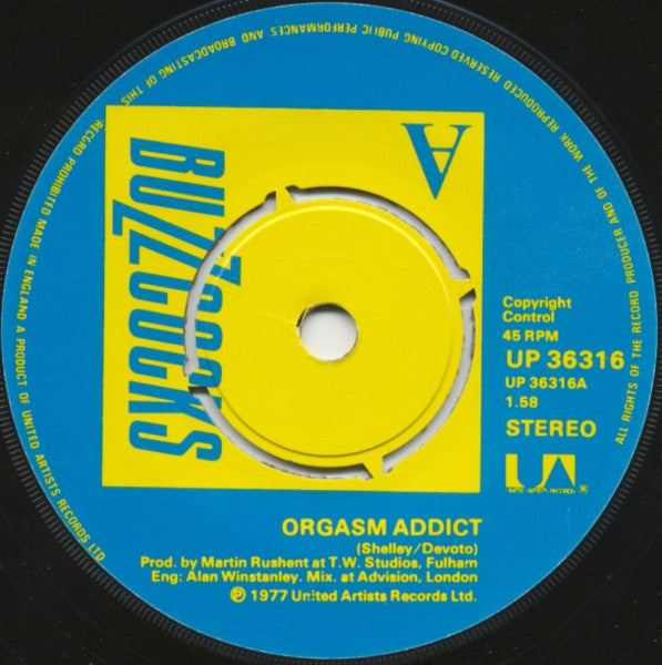 Buzzcocks : Orgasm Addict (7", Single, Pus)