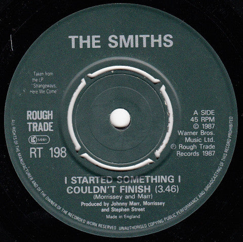 The Smiths : I Started Something I Couldn't Finish (7", Single, EMI)