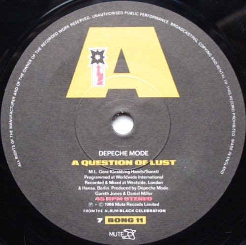 Depeche Mode : A Question Of Lust (7", Single, MPO)