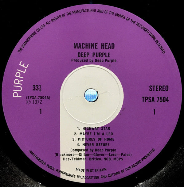 Deep Purple : Machine Head (LP, Album, 1st)