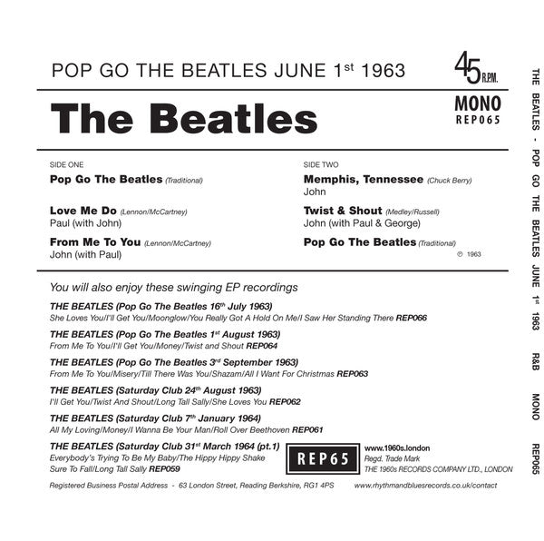 The Beatles : Pop Go The Beatles June 1st 1963 (7", EP, Mono, Unofficial)