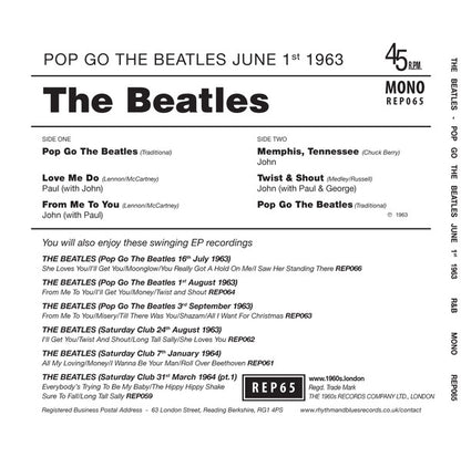 The Beatles : Pop Go The Beatles June 1st 1963 (7", EP, Mono, Unofficial)