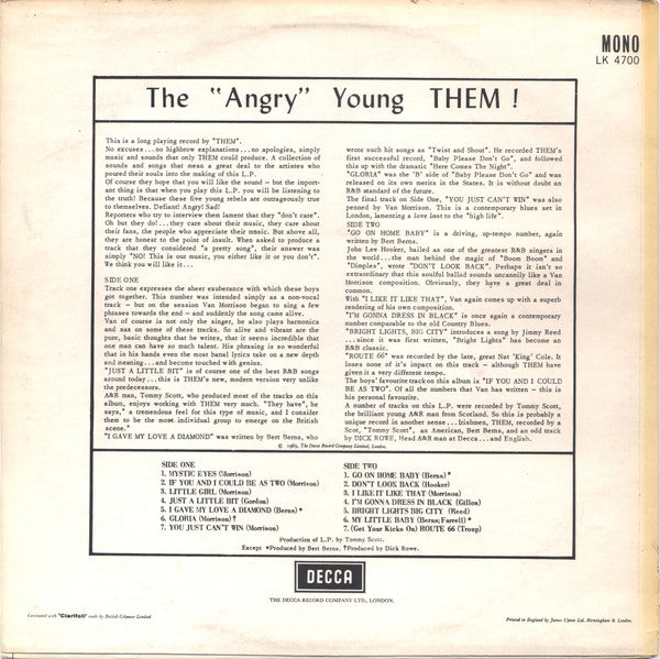 Them (3) : The "Angry" Young Them ! (LP, Album, Mono, RP)