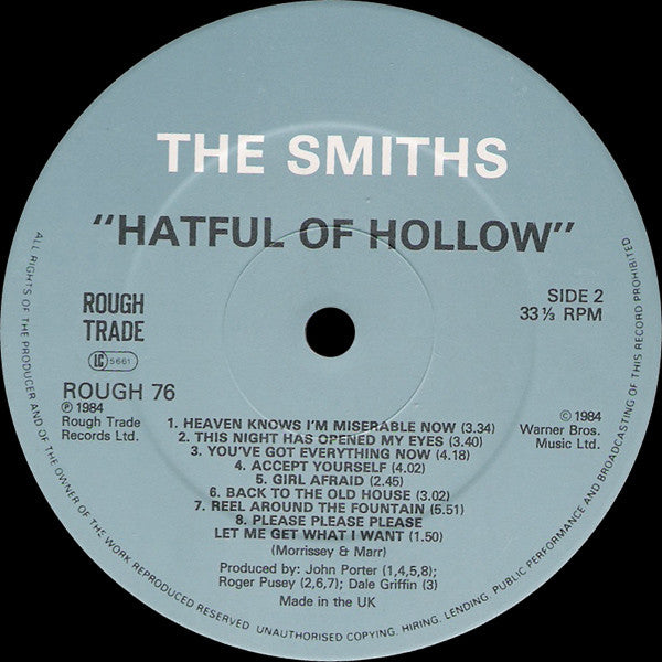 The Smiths : Hatful Of Hollow (LP, Comp, Ast)