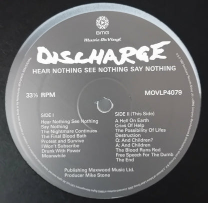 Discharge : Hear Nothing See Nothing Say Nothing (LP, Album, Ltd, Whi)