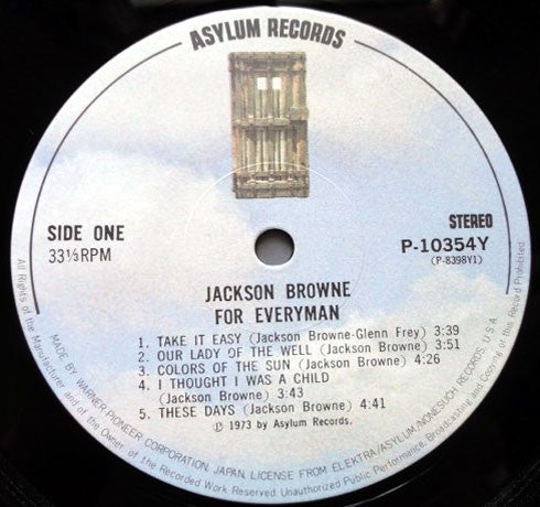 Jackson Browne : For Everyman (LP, Album, RE)