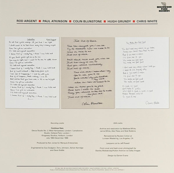 The Zombies : Continue Here  (LP, Album, Comp, Mono, RM, Cok)