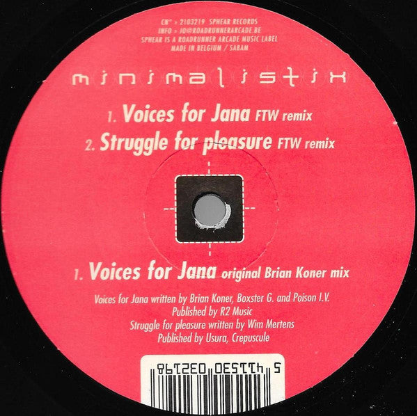 Minimalistix : Voices For Jana (12")