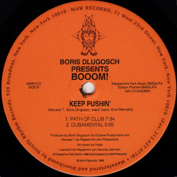 Boris Dlugosch Presents Booom! : Keep Pushin' (2x12")