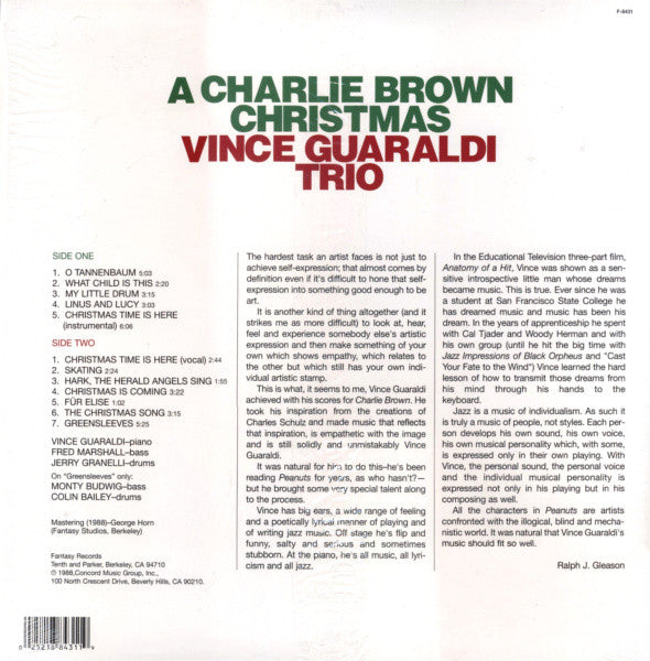 Vince Guaraldi Trio : A Charlie Brown Christmas (LP, Album, RE, RM, Gre)