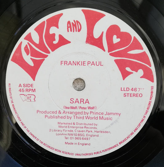 Frankie Paul / Cultural Roots : Sara / Running Back To Me (7")