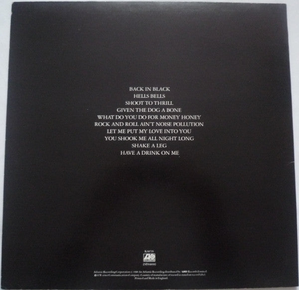 AC/DC : Back In Black (LP, Album)