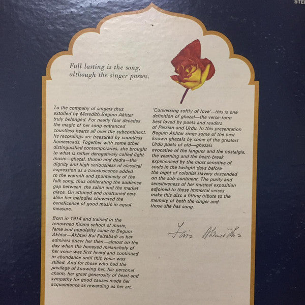 Begum Akhtar : In Memoriam (Kalam-E-Asatiza) (LP)