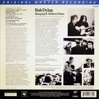 Bob Dylan : Bringing It All Back Home (2xLP, Album, Ltd, Num, RE, RM, 180)
