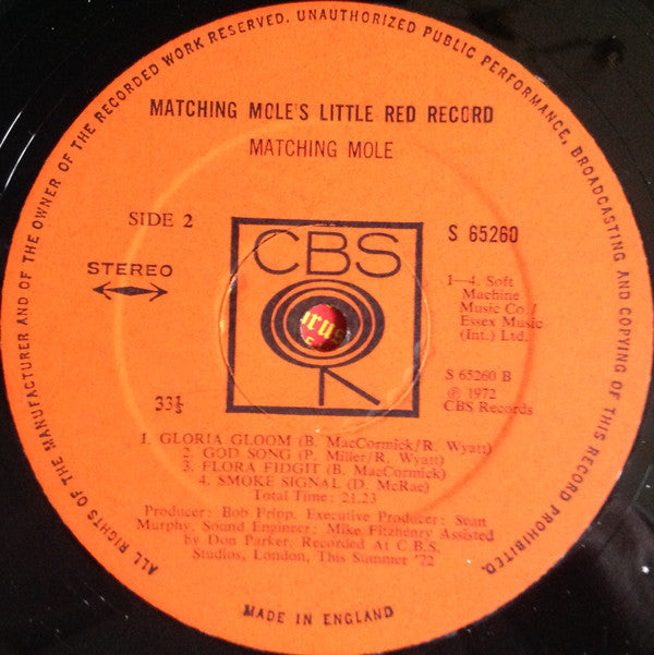 Matching Mole : Matching Mole's Little Red Record (LP, Album)