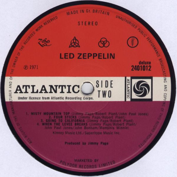 Led Zeppelin : Untitled (LP, Album, Ver)