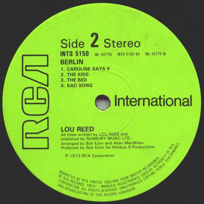 Lou Reed : Berlin (LP, Album, RE)