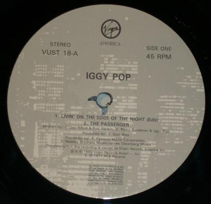 Iggy Pop : Livin' On The Edge Of The Night (12", Single, Ltd)