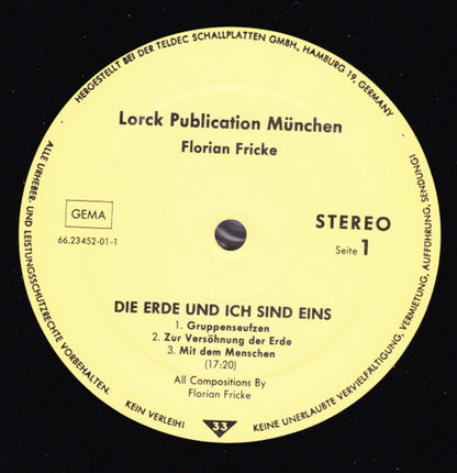 Florian Fricke : Die Erde Und Ich Sind Eins - I Am One With The Earth (LP, Album)