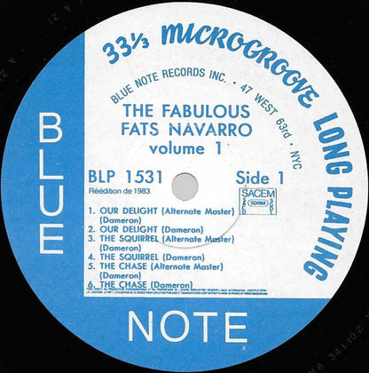 Fats Navarro : The Fabulous Fats Navarro Volume 1 (LP, Album, Mono, RE, RM)