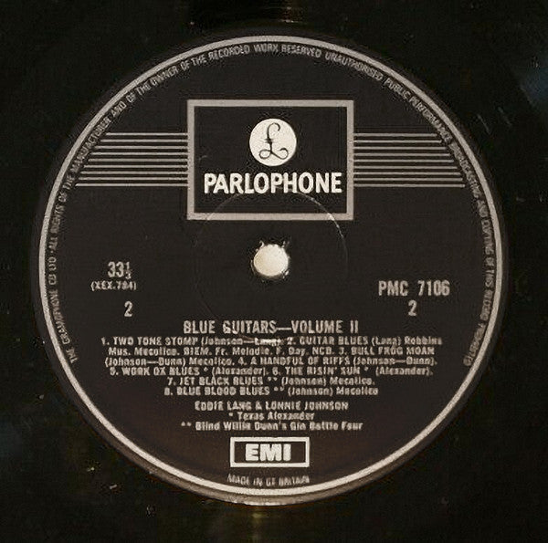 Eddie Lang & Lonnie Johnson (2) : Blue Guitars Vol. II (LP, Comp)
