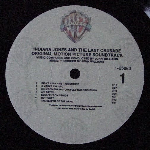 John Williams (4) : Indiana Jones And The Last Crusade (Original Motion Picture Soundtrack) (LP, Album)