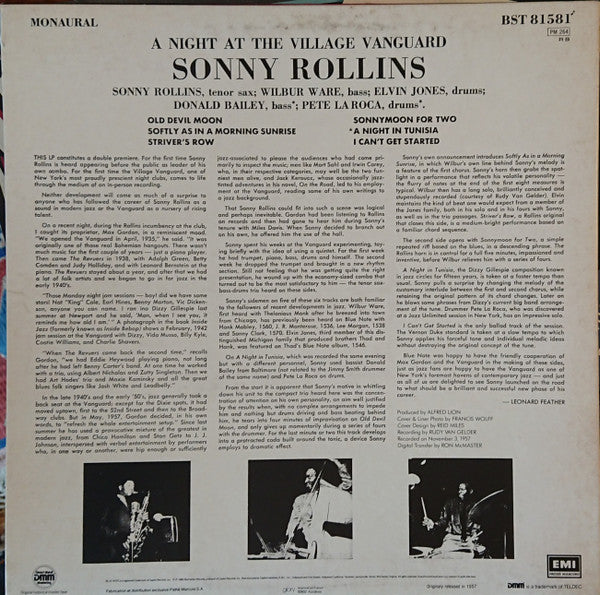 Sonny Rollins : A Night At The Village Vanguard (LP, Album, RE, DMM)