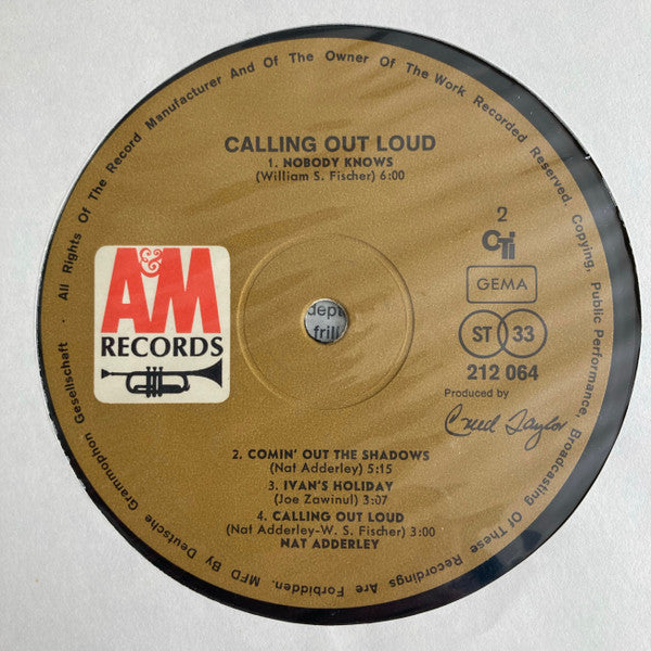 Nat Adderley : Calling Out Loud (LP, Album)