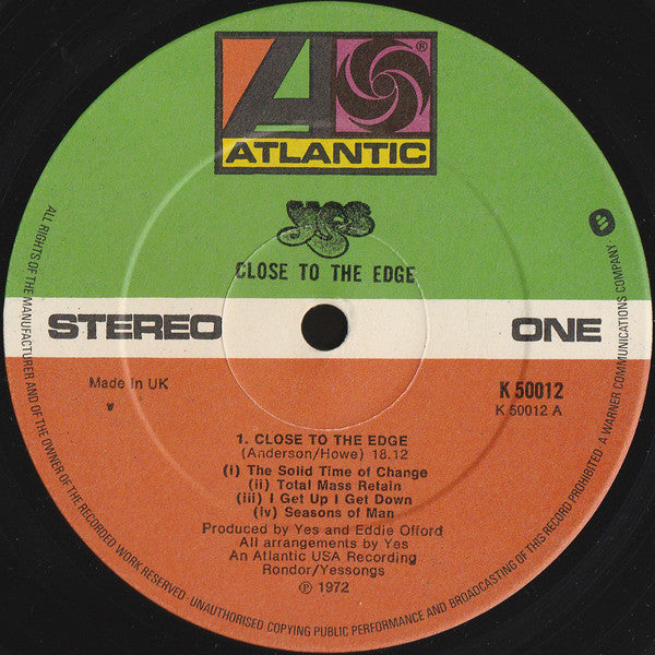 Yes : Close To The Edge (LP, Album, RE, Gat)