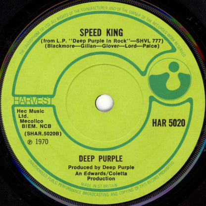 Deep Purple : Black Night (7", Single, Sol)