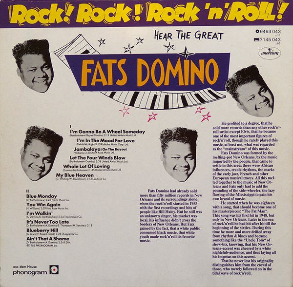 Fats Domino : Rock! Rock! Rock 'n' Roll! (LP, Comp)
