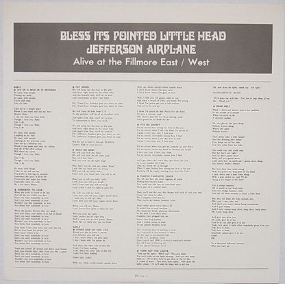 Jefferson Airplane : Bless Its Pointed Little Head (LP, Album, RE)