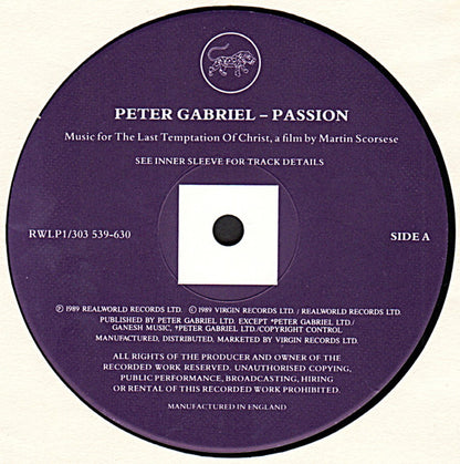 Peter Gabriel : Passion (Music for The Last Temptation Of Christ) (2xLP, Album)