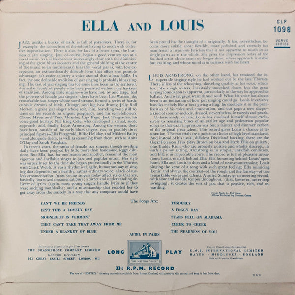 Ella Fitzgerald - Louis Armstrong : Ella And Louis (LP, Album, Mono)