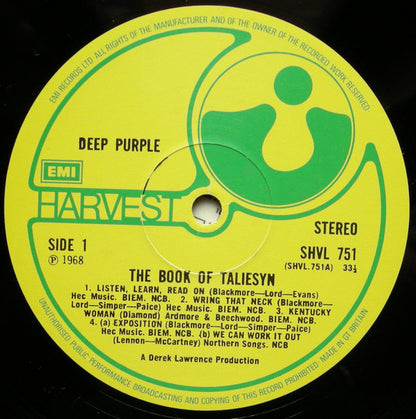 Deep Purple : The Book Of Taliesyn (LP, Album, RP, Gat)