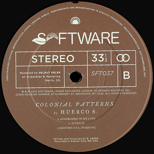 Huerco S. : Colonial Patterns (2xLP, Album, Ltd, Num)