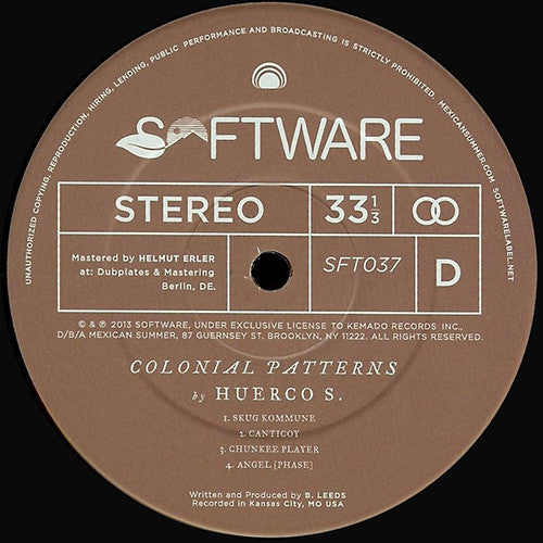 Huerco S. : Colonial Patterns (2xLP, Album, Ltd, Num)