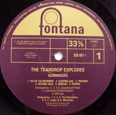 The Teardrop Explodes : Kilimanjaro (LP, Album, RE)