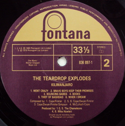 The Teardrop Explodes : Kilimanjaro (LP, Album, RE)