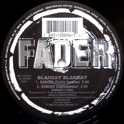 Blahzay Blahzay : Danger (12", Single)