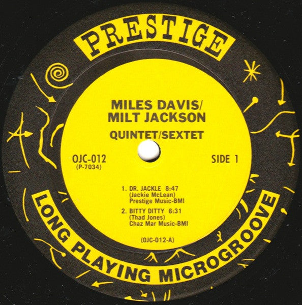Miles Davis And Milt Jackson : Quintet / Sextet (LP, Album, RE)
