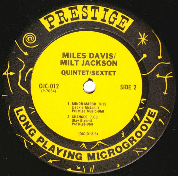 Miles Davis And Milt Jackson : Quintet / Sextet (LP, Album, RE)