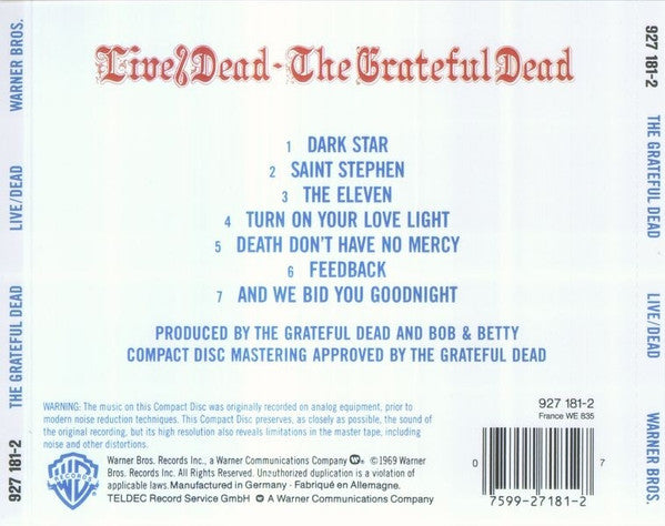 The Grateful Dead : Live/Dead (CD, Album, RE, RM)